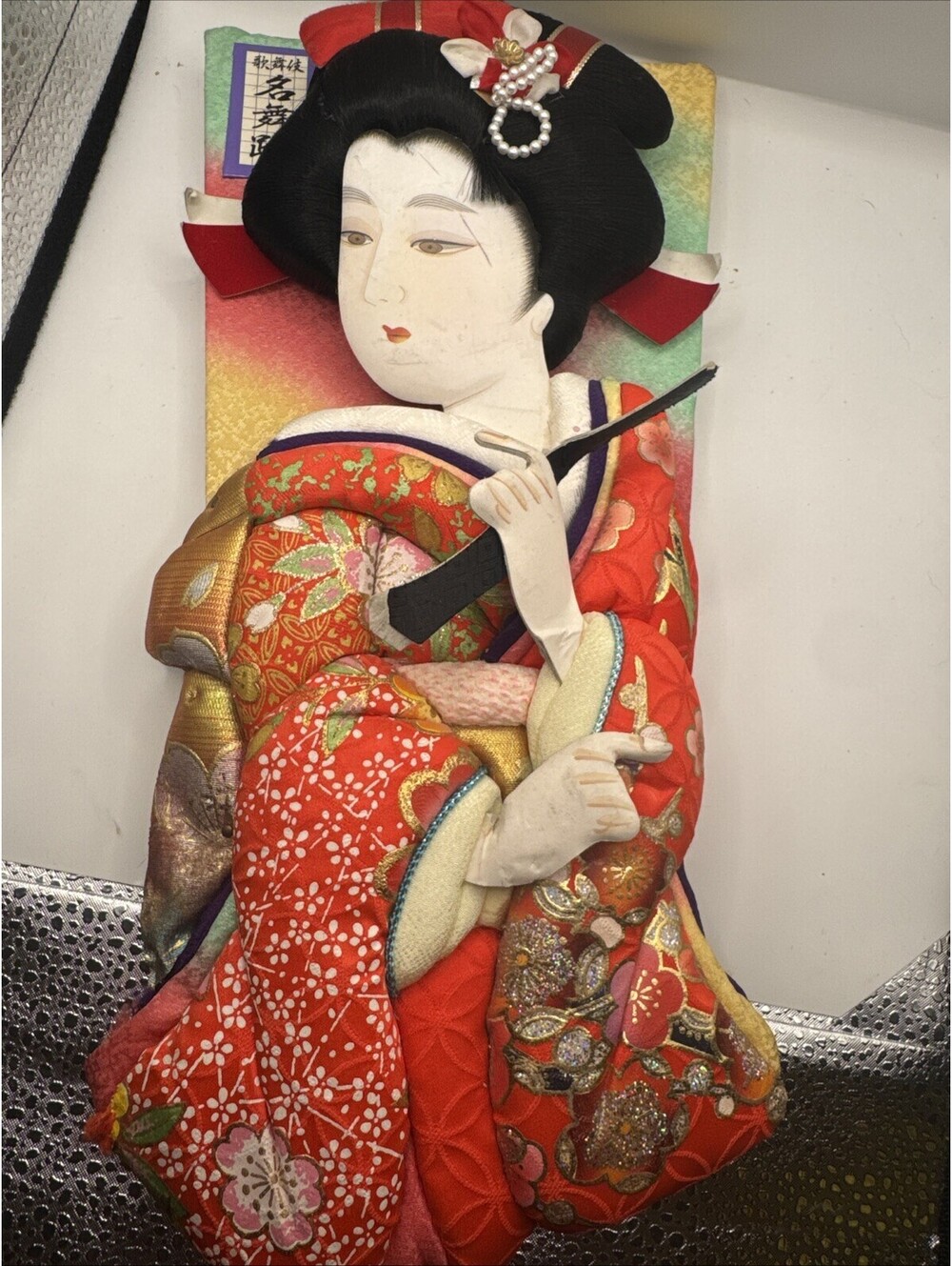Japan battledore  geisha maiko kimono Hagoita interior ornament tradition Japan